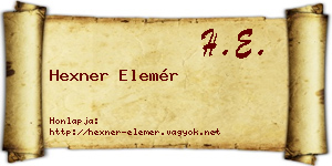 Hexner Elemér névjegykártya